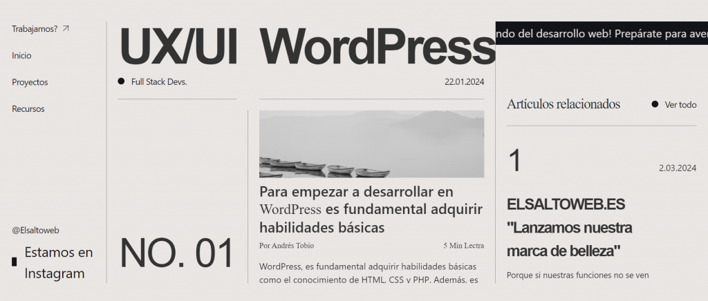 portfolio blanco y negro landing page