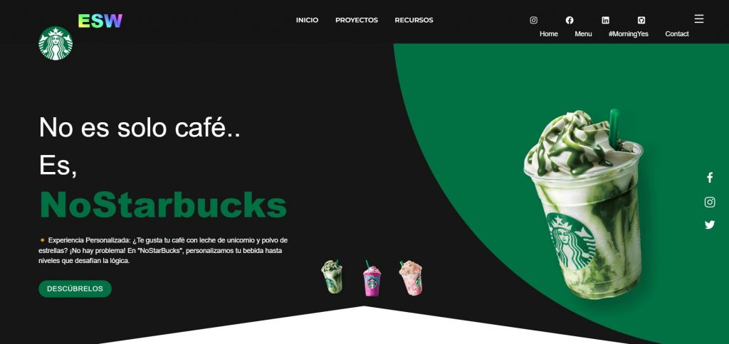 Landing page starbucks prácticas