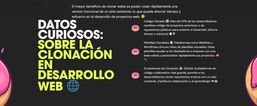 Captura de pantalla datos clonacion web