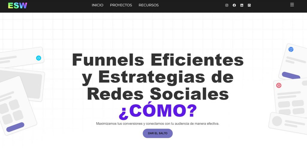 Captura de pantalla Landing Funnels
