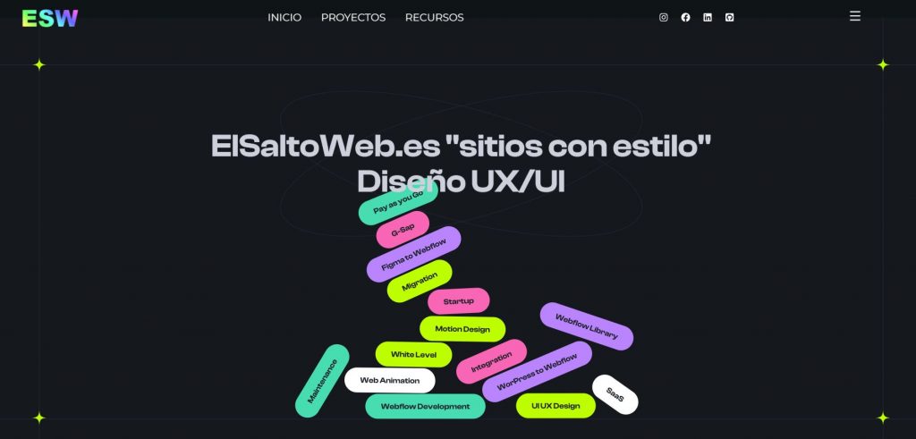 Diseño UX/UI ElSaltoWeb.es - Etiquetas Interactivas y Servicios